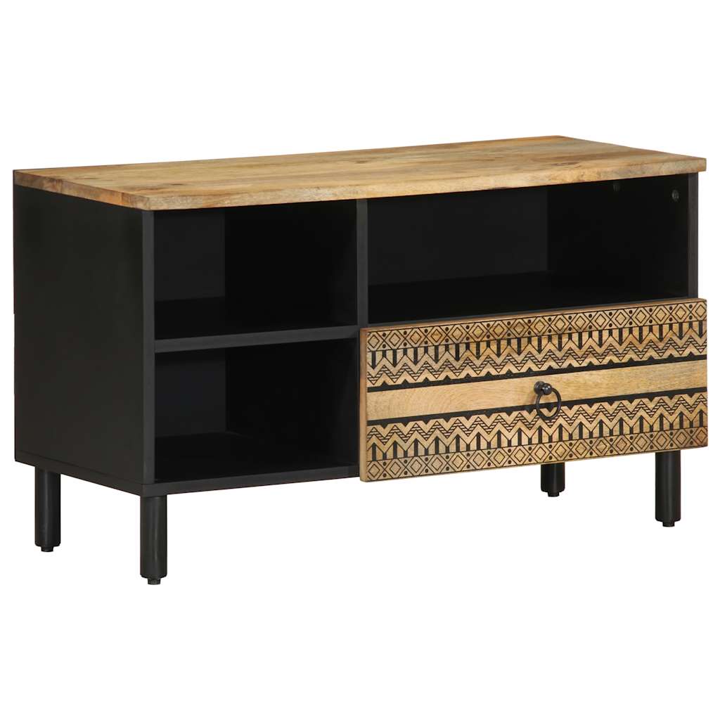 vidaXL Szafka pod TV, czarne, 80x33,5x46 cm, surowe lite drewno mango