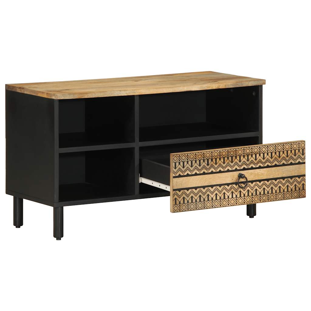 vidaXL Szafka pod TV, czarne, 80x33,5x46 cm, surowe lite drewno mango