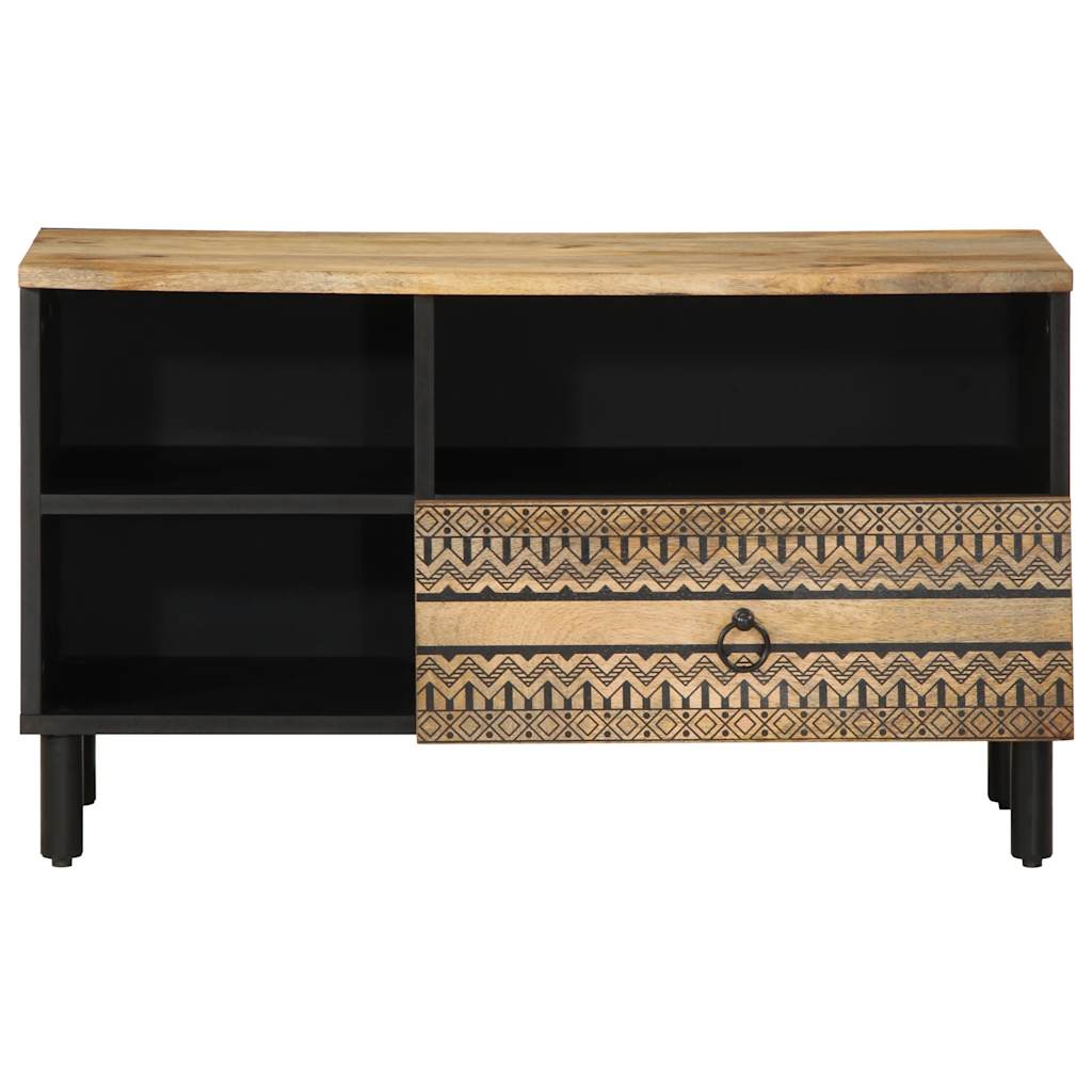 vidaXL Szafka pod TV, czarne, 80x33,5x46 cm, surowe lite drewno mango