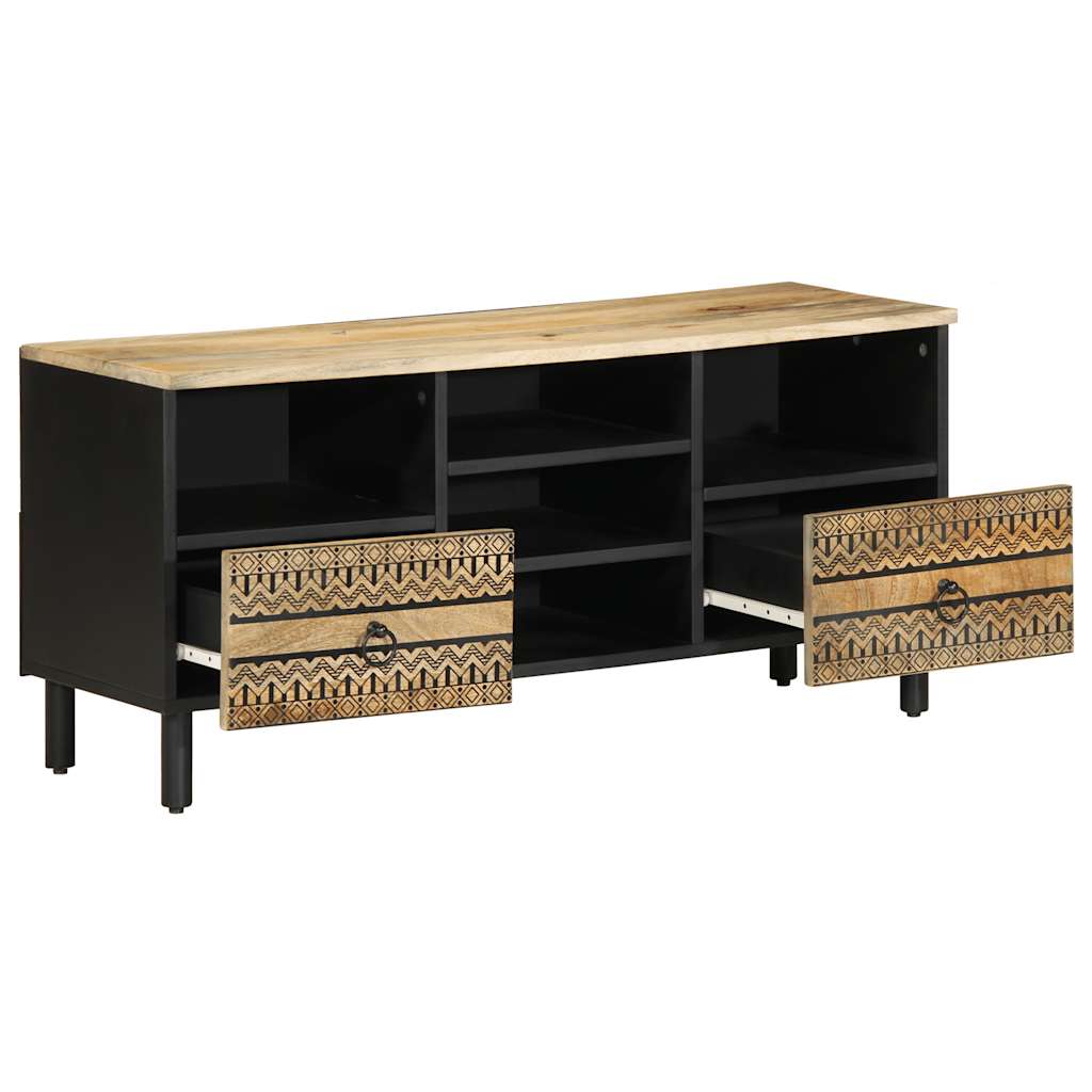 vidaXL Szafka pod TV, czarne, 100x33,5x46 cm, surowe lite drewno mango
