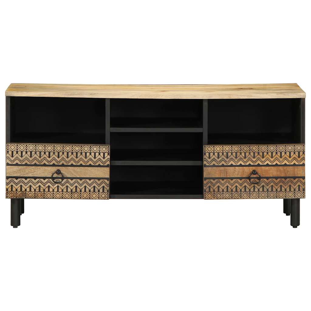 vidaXL Szafka pod TV, czarne, 100x33,5x46 cm, surowe lite drewno mango