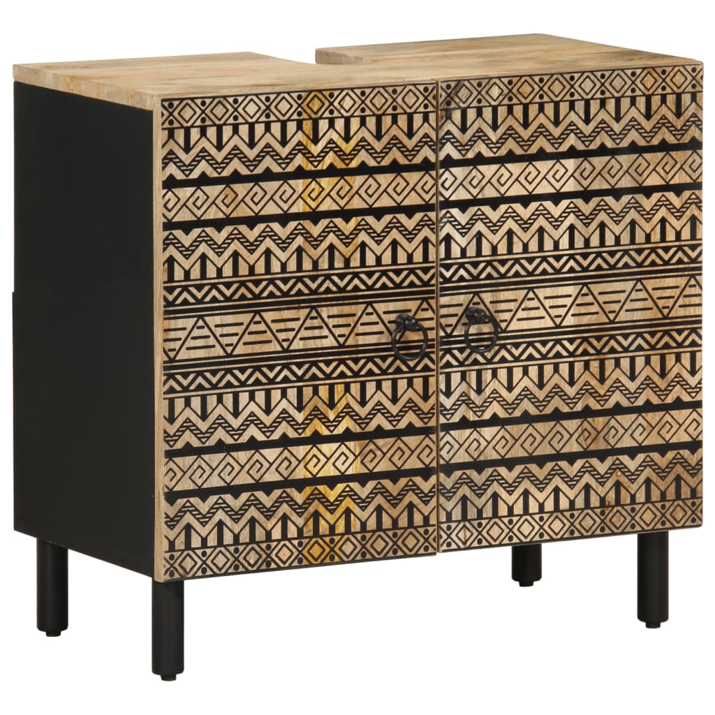 vidaXL Szafka pod umywalkę, czarna, 62x33x58 cm, lite drewno mango