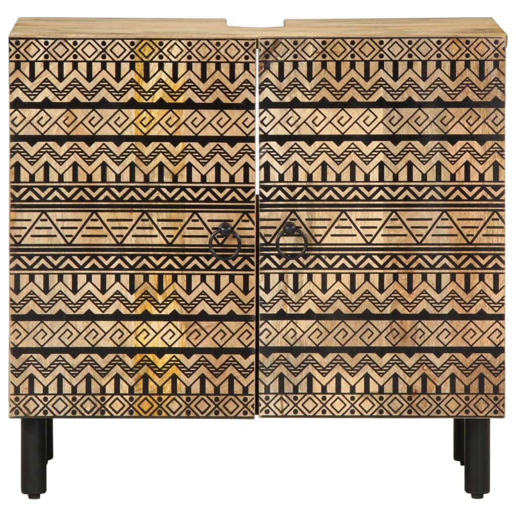 vidaXL Szafka pod umywalkę, czarna, 62x33x58 cm, lite drewno mango