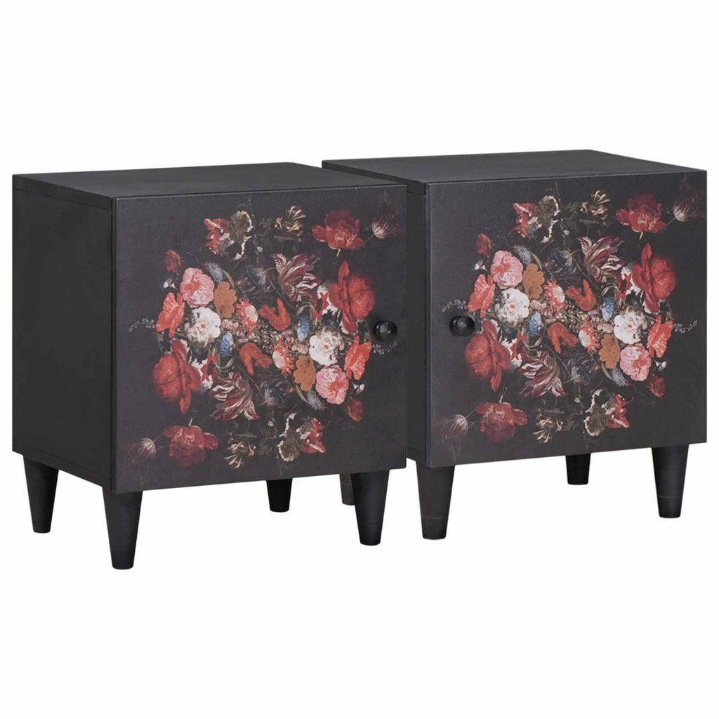 vidaXL Szafka nocna z drzwiami 2 pcs Czarny 40 x 33 x 46 cm