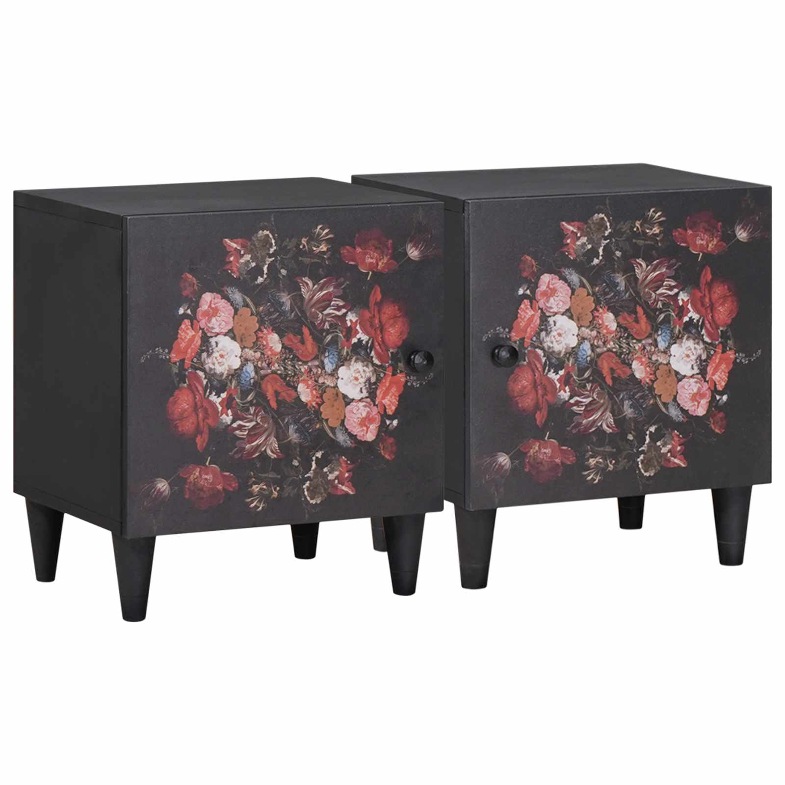 vidaXL Szafka nocna z drzwiami 2 pcs Czarny 40 x 33 x 46 cm