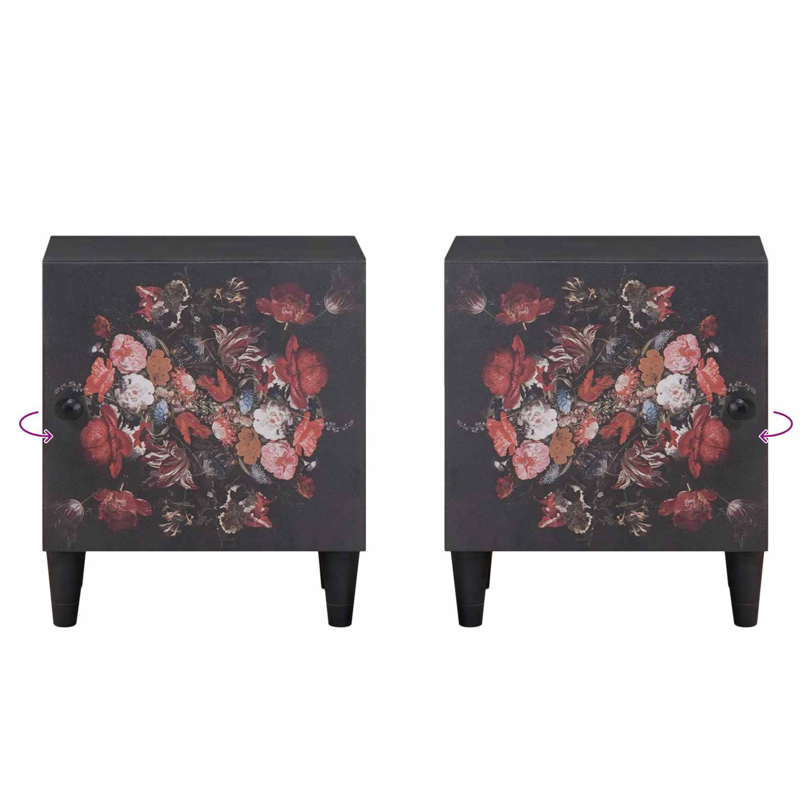 vidaXL Szafka nocna z drzwiami 2 pcs Czarny 40 x 33 x 46 cm