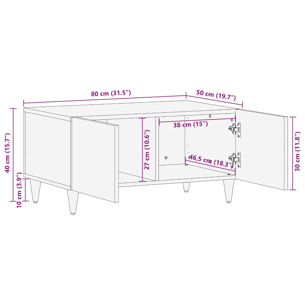 vidaXL Stolik kawowy Wielokolorowe 80 x 50 x 40 cm Drewno z mango