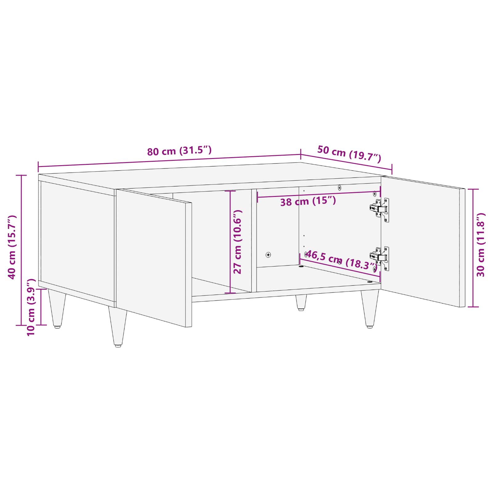 vidaXL Stolik kawowy Wielokolorowe 80 x 50 x 40 cm Drewno z mango