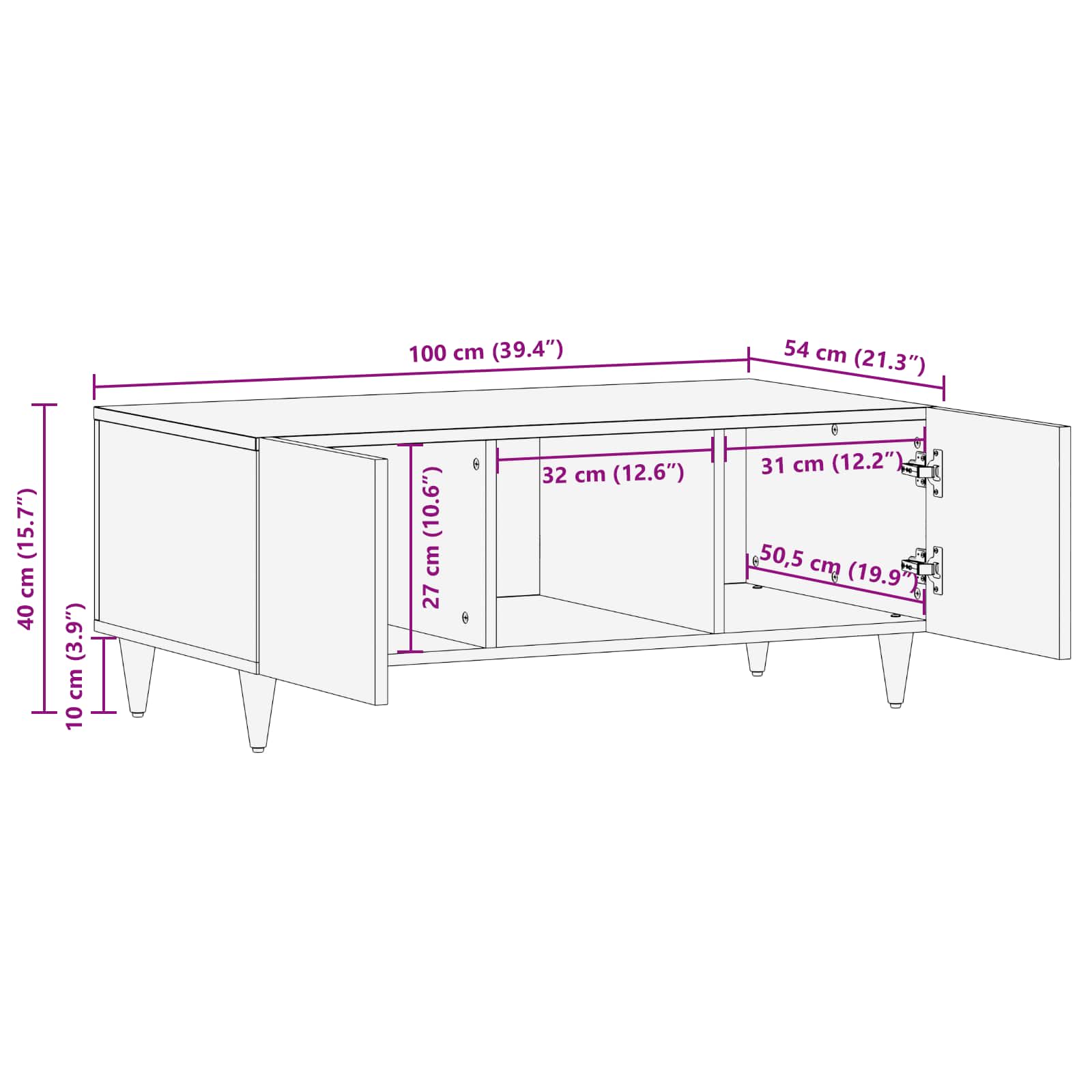 vidaXL Stolik kawowy Wielokolorowe 100 x 54 x 40 cm Drewno z mango
