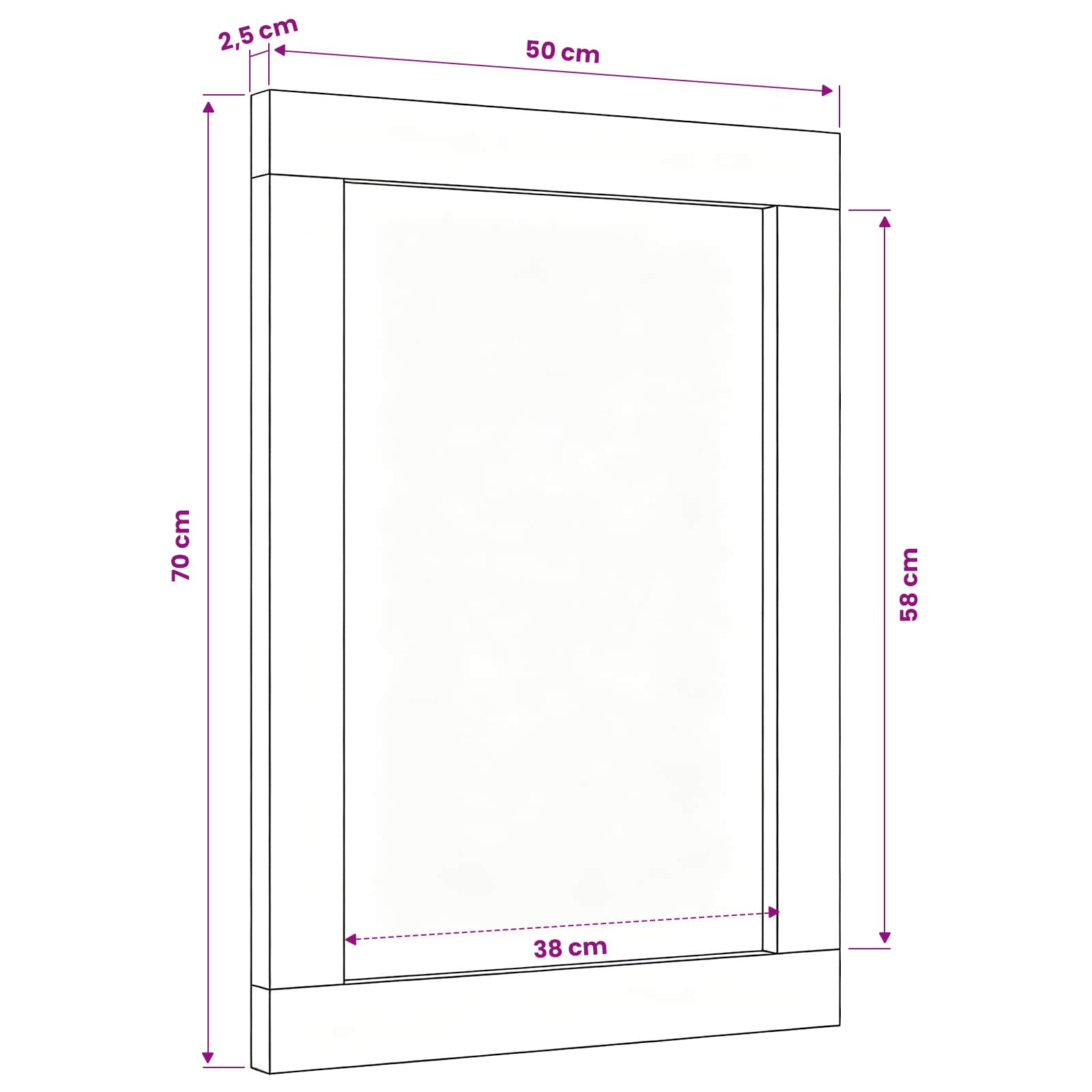 vidaXL Lustro Montowane na ścianie Wielokolorowe 70 x 50 x 3 cm Szkło