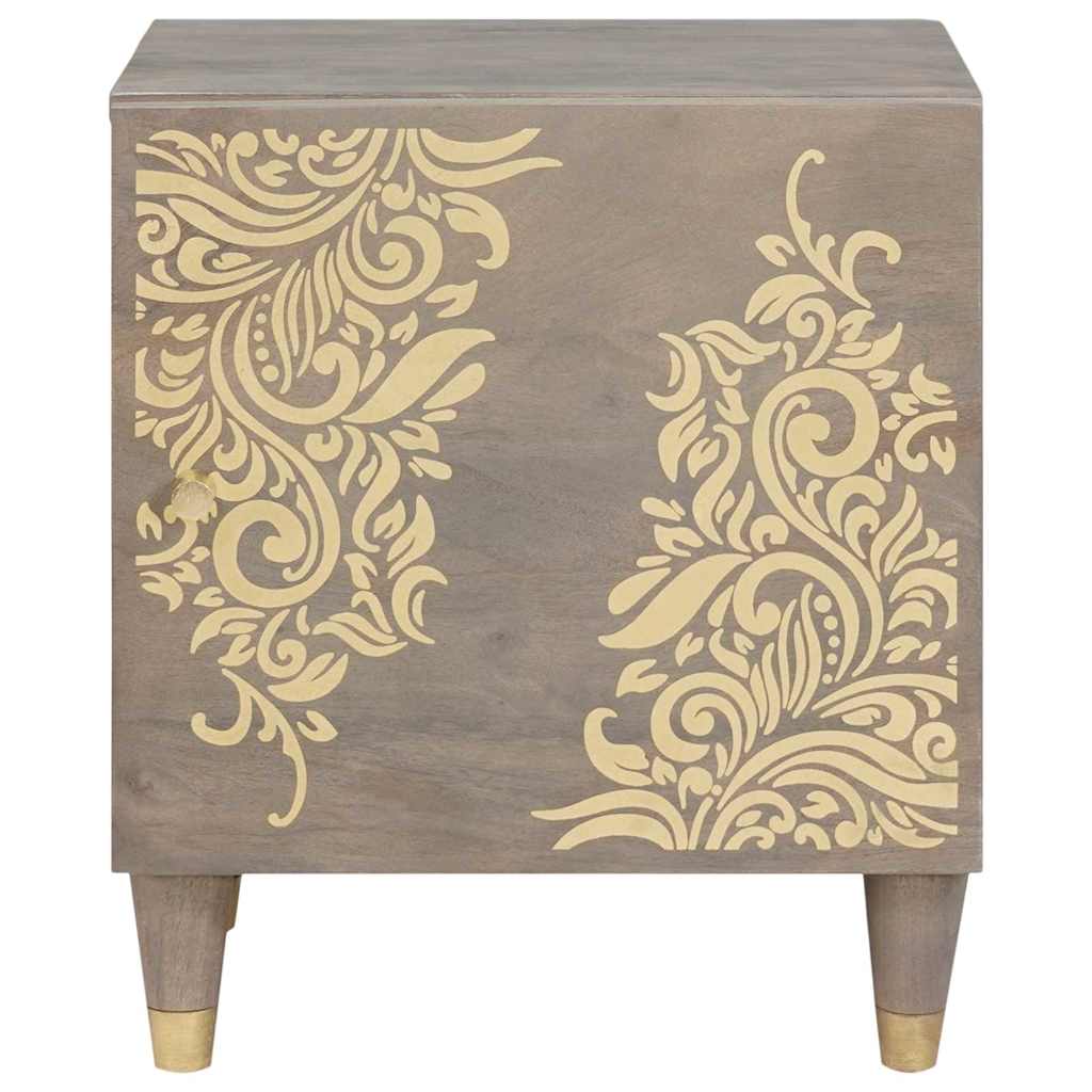 vidaXL Szafka nocna z drzwiami Szary 40 x 33 x 46 cm Drewno z mango