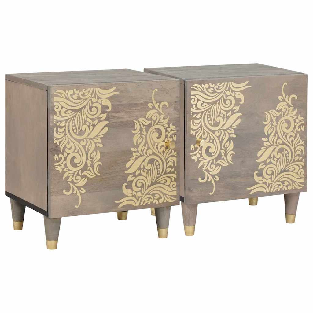vidaXL Szafka nocna z drzwiami 2 pcs Szary 40 x 33 x 46 cm