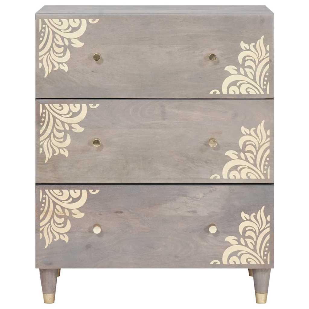 vidaXL Bufet Szary i złoto 60 x 33 x 75 cm Drewno z mango