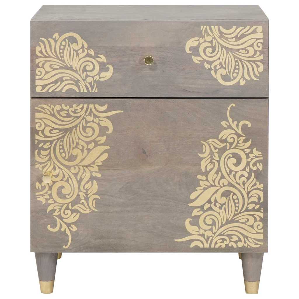 vidaXL Szafka nocna z drzwiami Szary 50 x 33 x 60 cm Drewno z mango