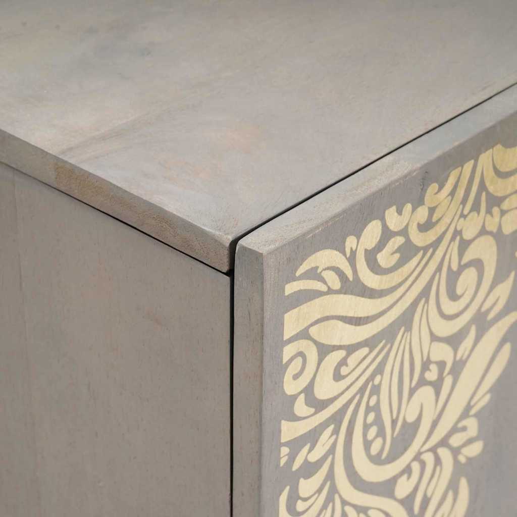vidaXL Bufet Szary i złoto 90 x 33 x 75 cm Drewno z mango