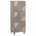 vidaXL Highboard z półką Szary i złoto 40 x 33 x 110 cm Drewno z mango