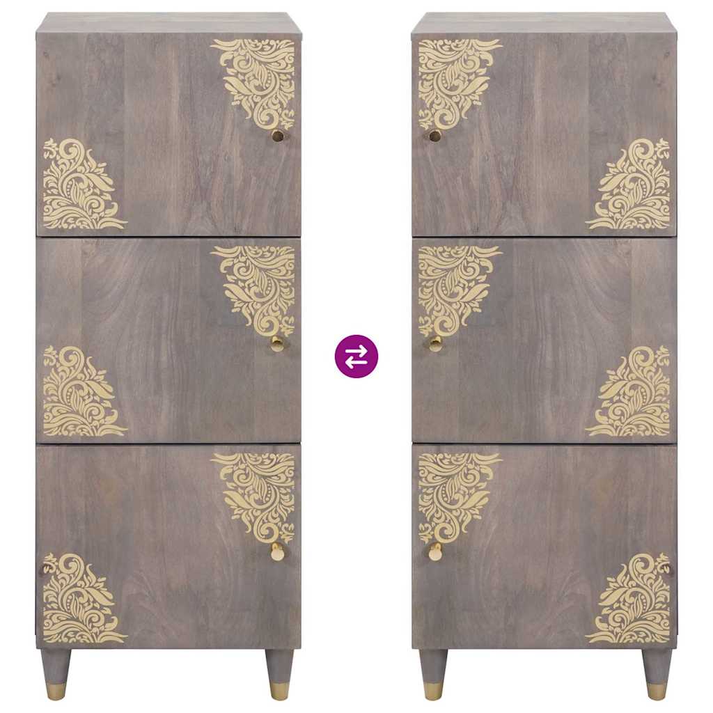 vidaXL Highboard z półką Szary i złoto 40 x 33 x 110 cm Drewno z mango