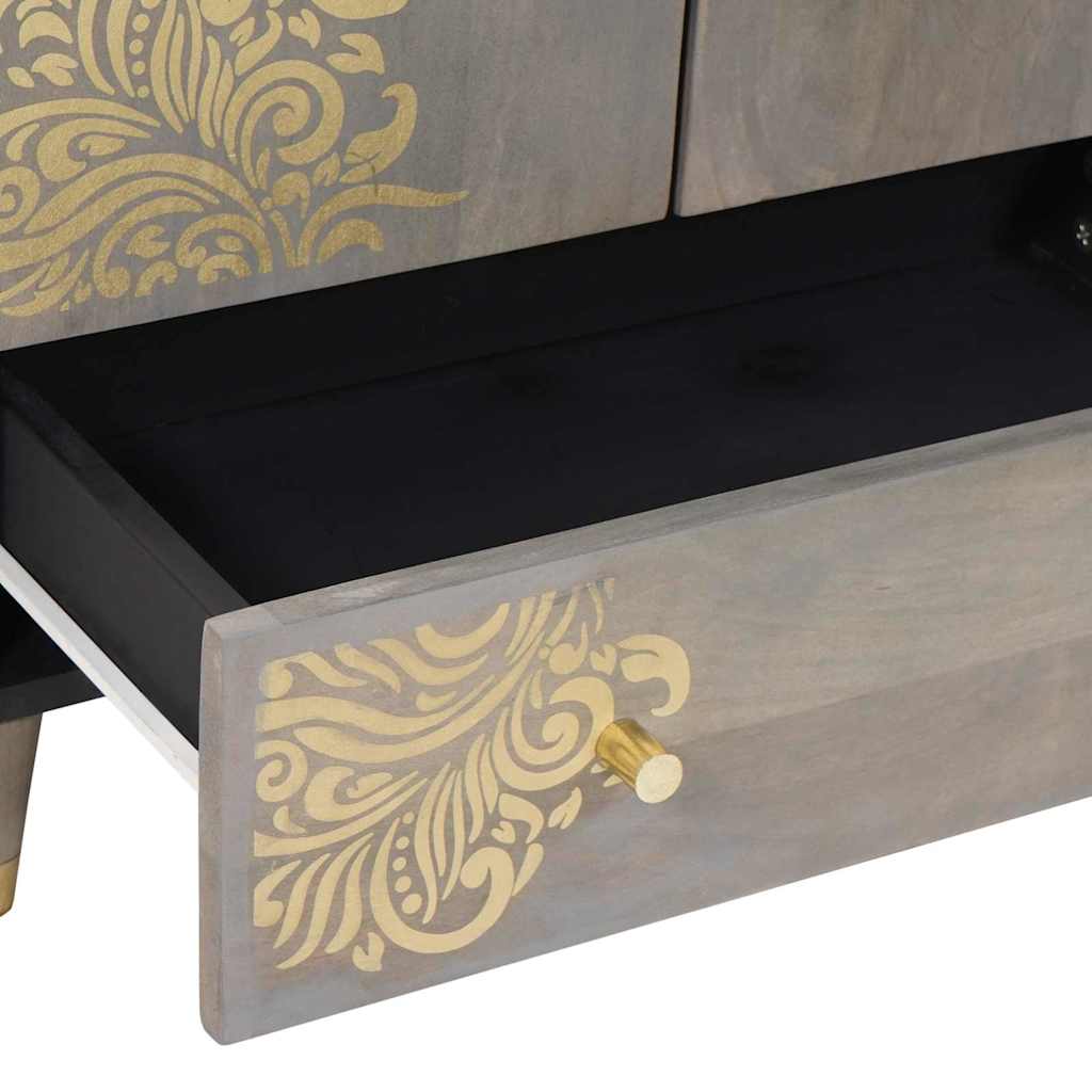 vidaXL Highboard z półką Szary i złoto 60 x 33 x 100 cm Drewno z mango