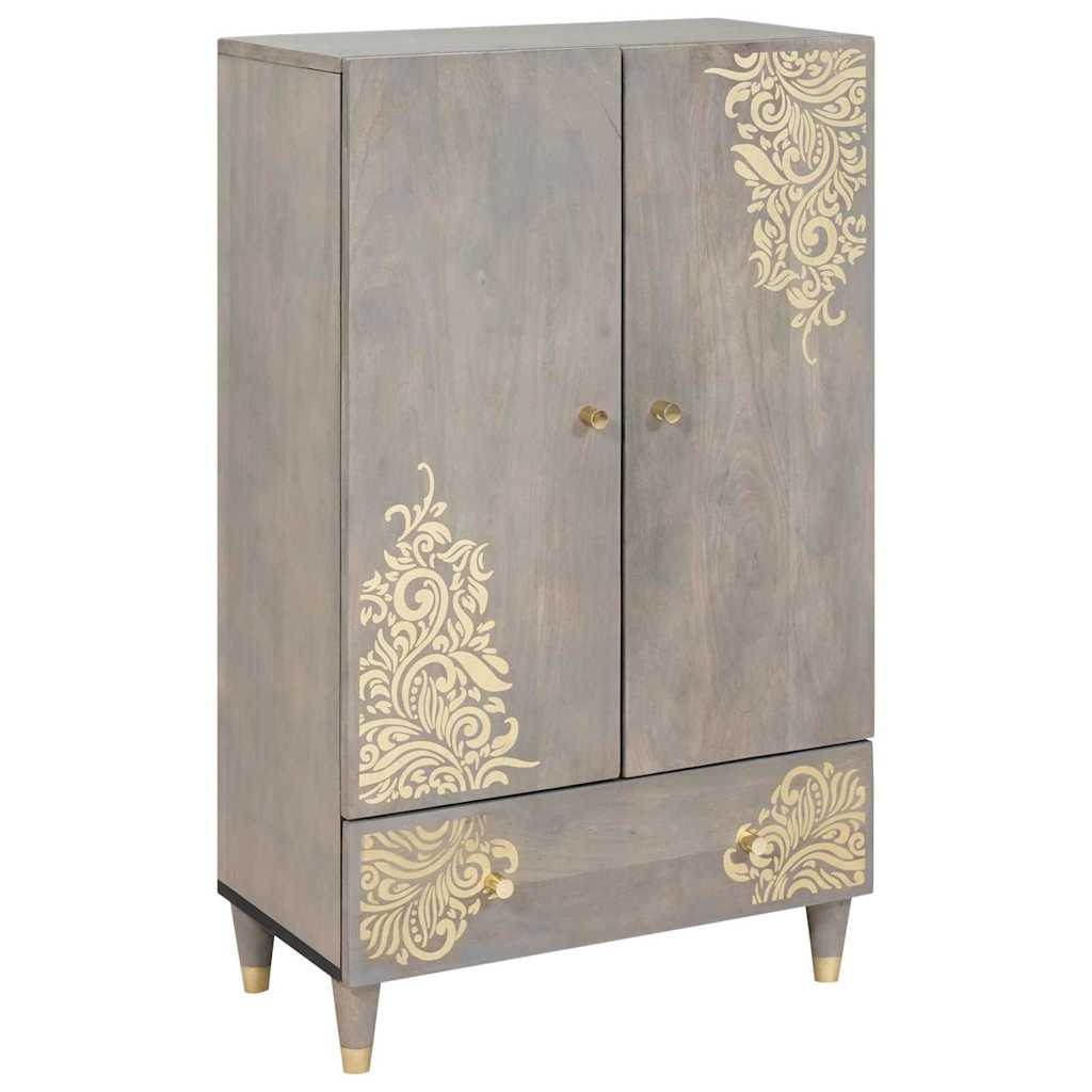 vidaXL Highboard z półką Szary i złoto 60 x 33 x 100 cm Drewno z mango