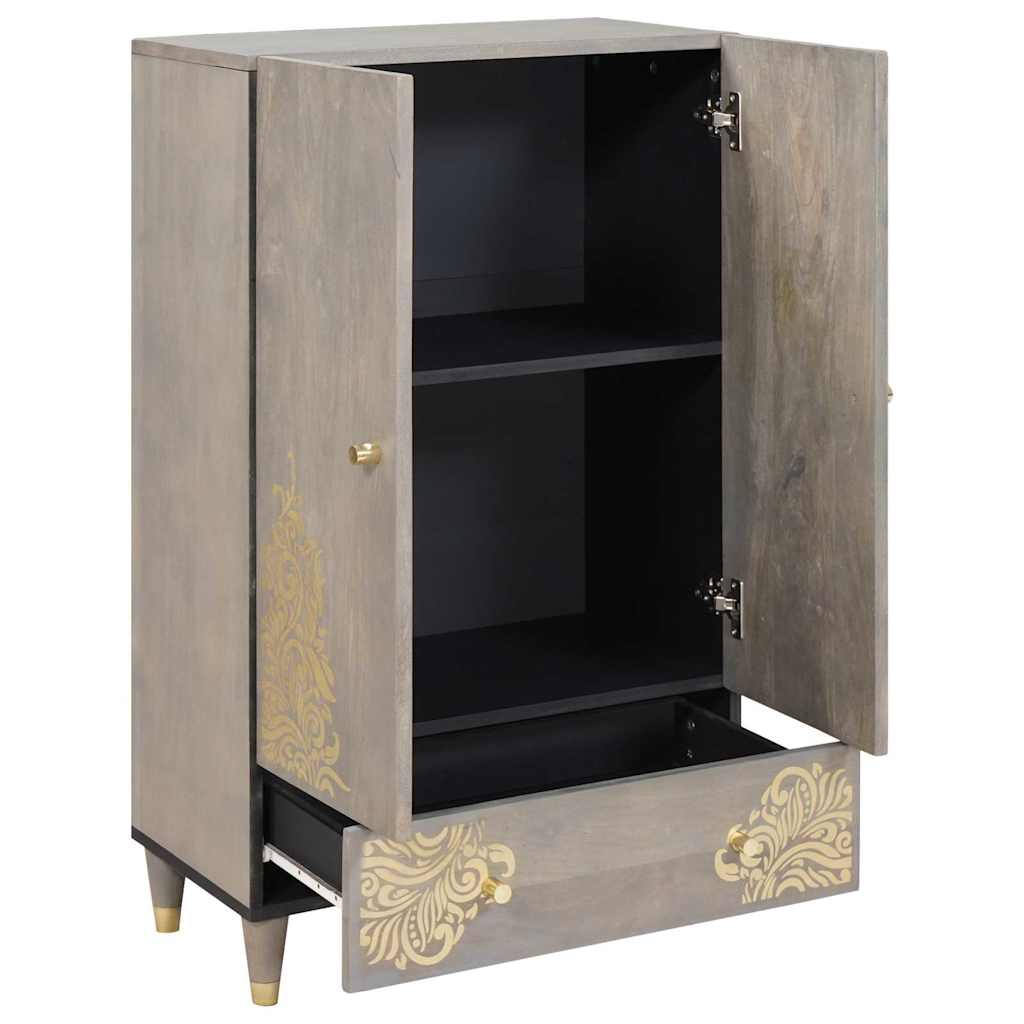 vidaXL Highboard z półką Szary i złoto 60 x 33 x 100 cm Drewno z mango