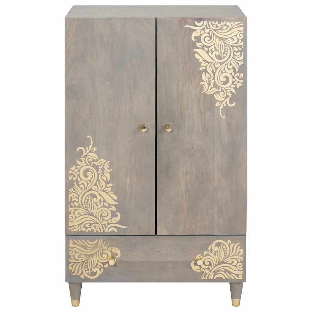 vidaXL Highboard z półką Szary i złoto 60 x 33 x 100 cm Drewno z mango