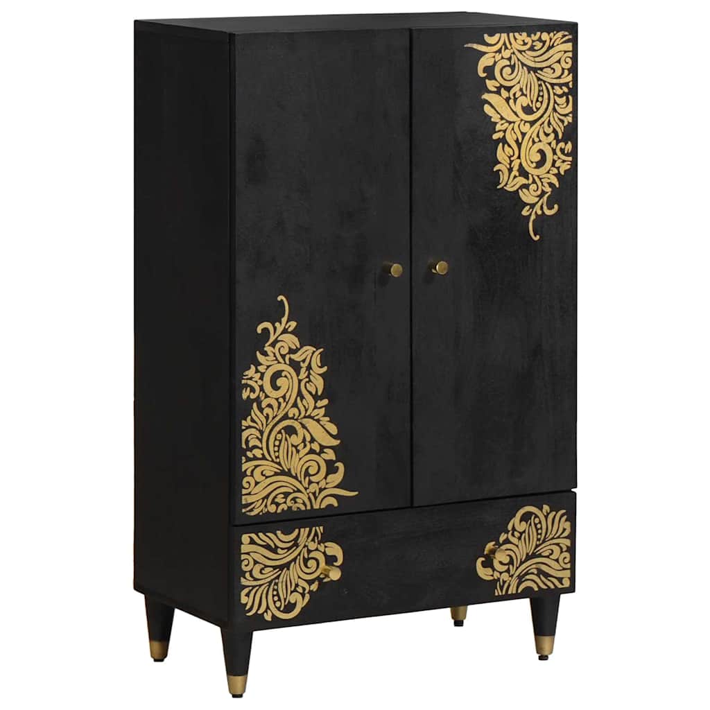 vidaXL Highboard z szufladą Czarny 60 x 33 x 100 cm Drewno z mango