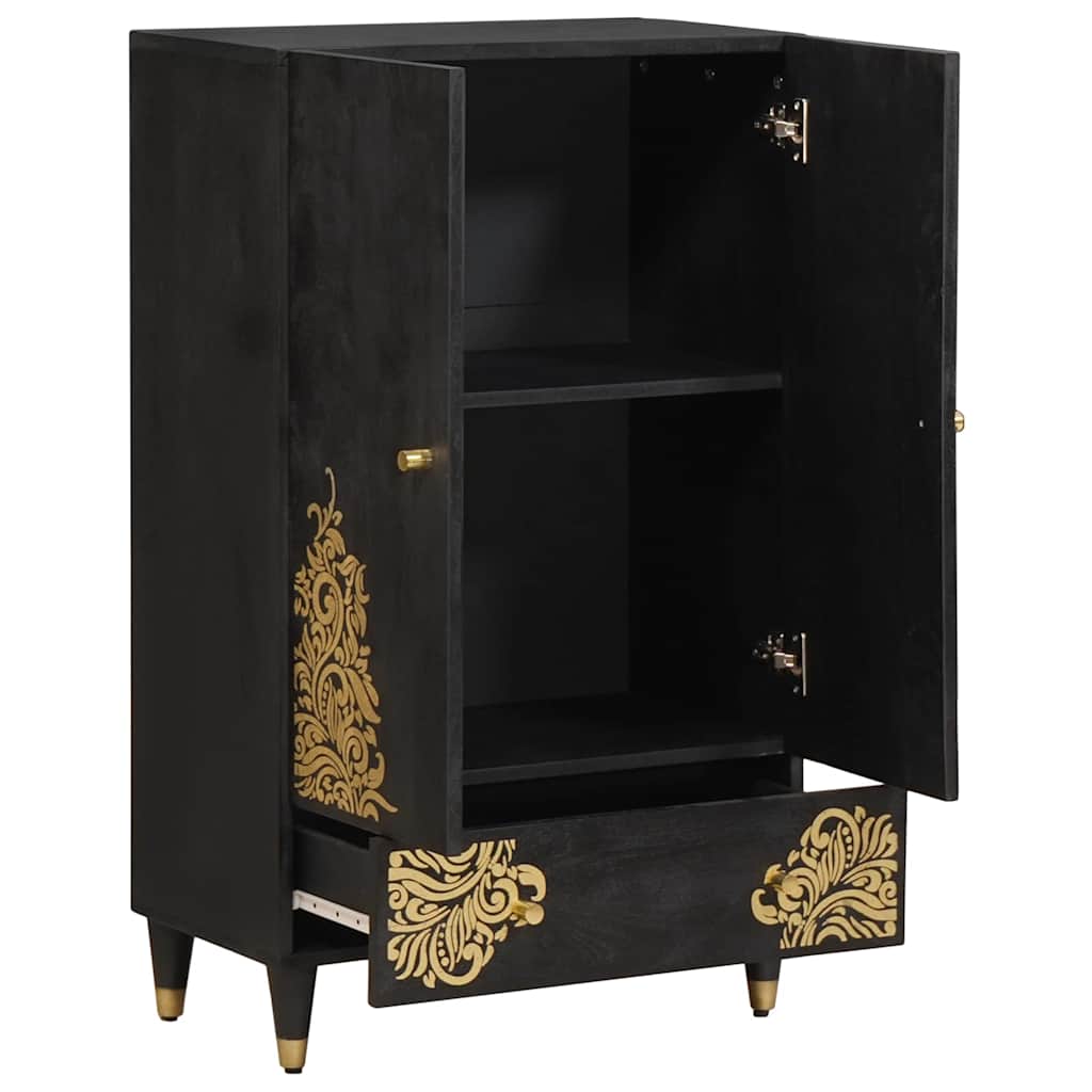 vidaXL Highboard z szufladą Czarny 60 x 33 x 100 cm Drewno z mango