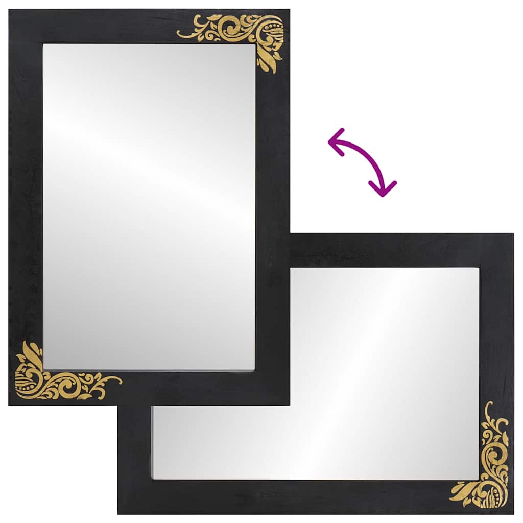 vidaXL Lustro łazienkowe Z lustrem Czarny i Srebrny 70 x 50 x 2,5 cm