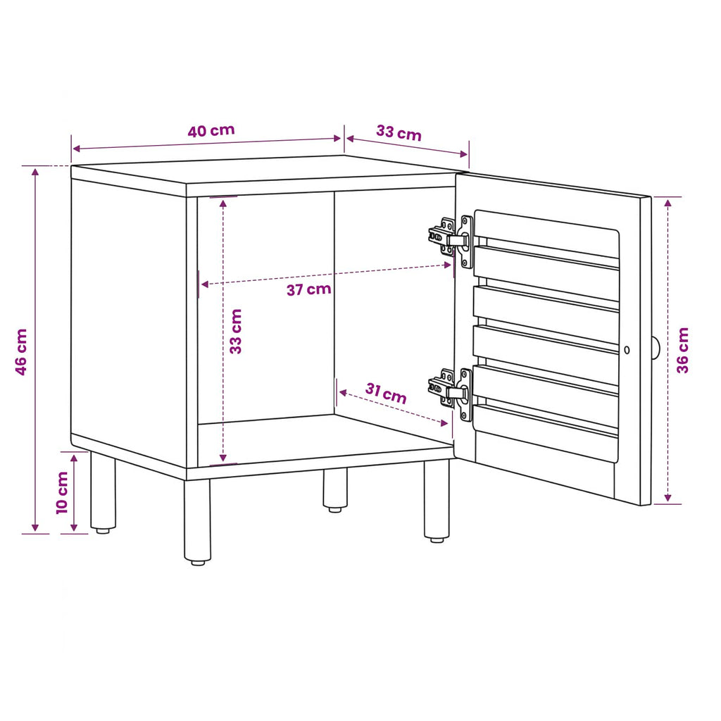 vidaXL Stolik nocny naturalny 40 x 33 x 46 cm Drewno z mango