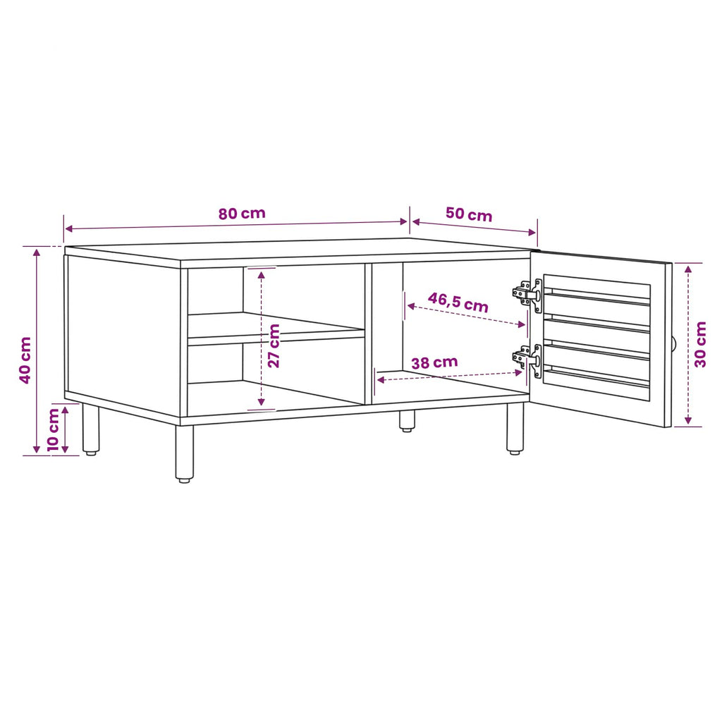 vidaXL Stolik kawowy naturalny 80 x 50 x 40 cm Drewno z mango