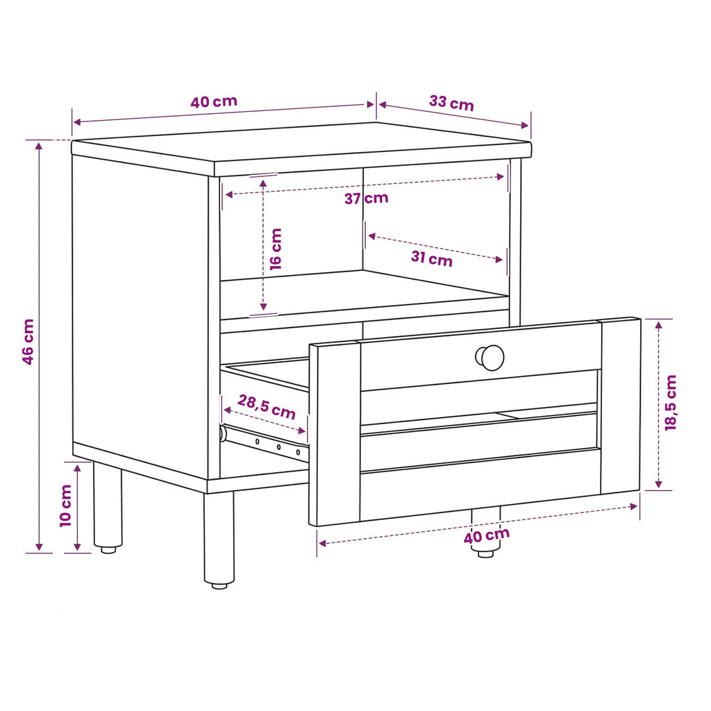 vidaXL Stolik nocny 2 szt. naturalny 40 x 33 x 46 cm Drewno z mango