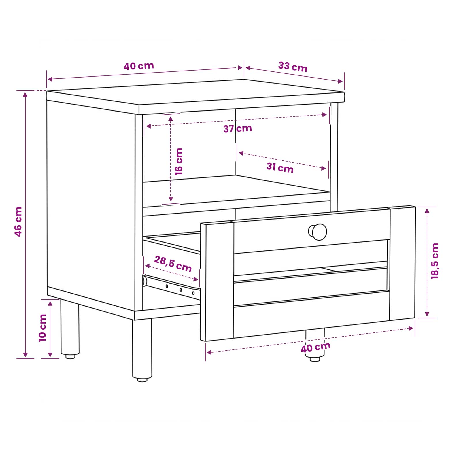 vidaXL Stolik nocny 2 szt. naturalny 40 x 33 x 46 cm Drewno z mango