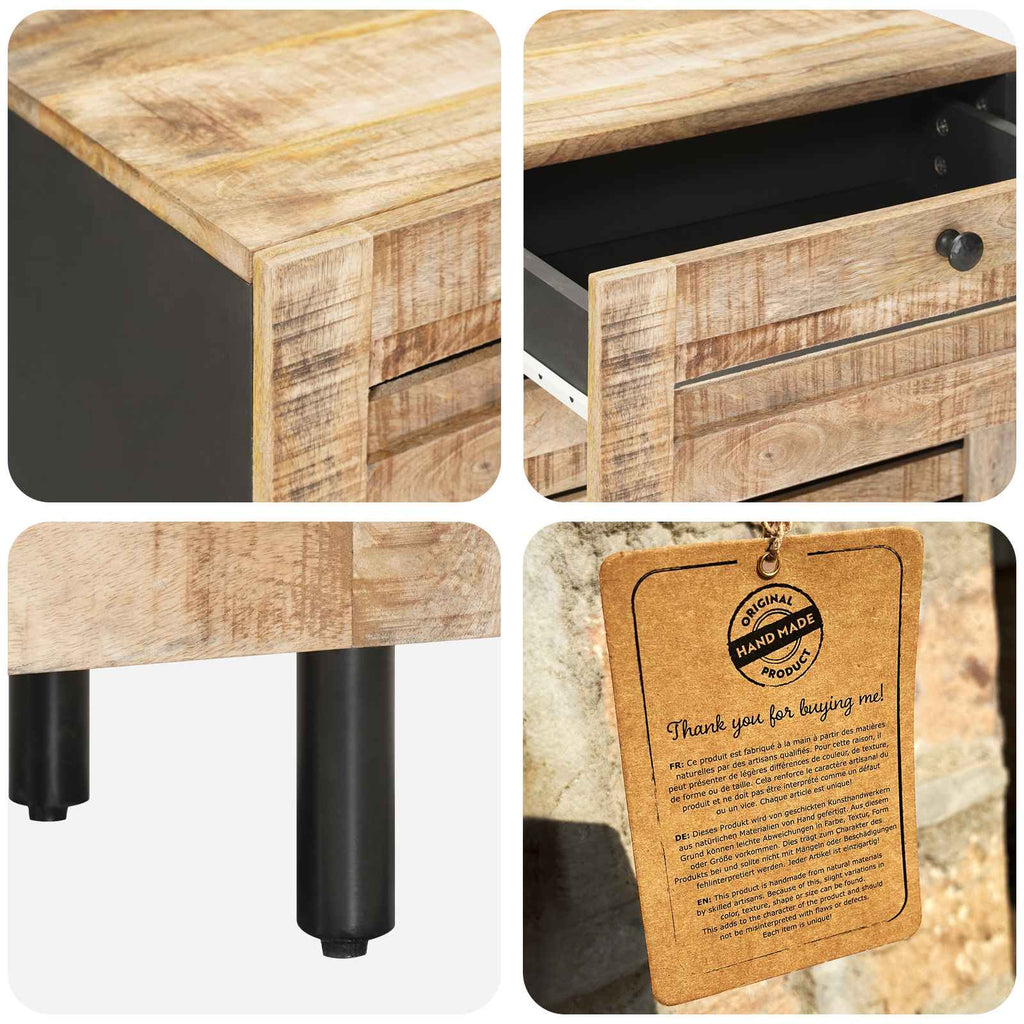 vidaXL Stolik nocny naturalny 50 x 33 x 60 cm Drewno z mango