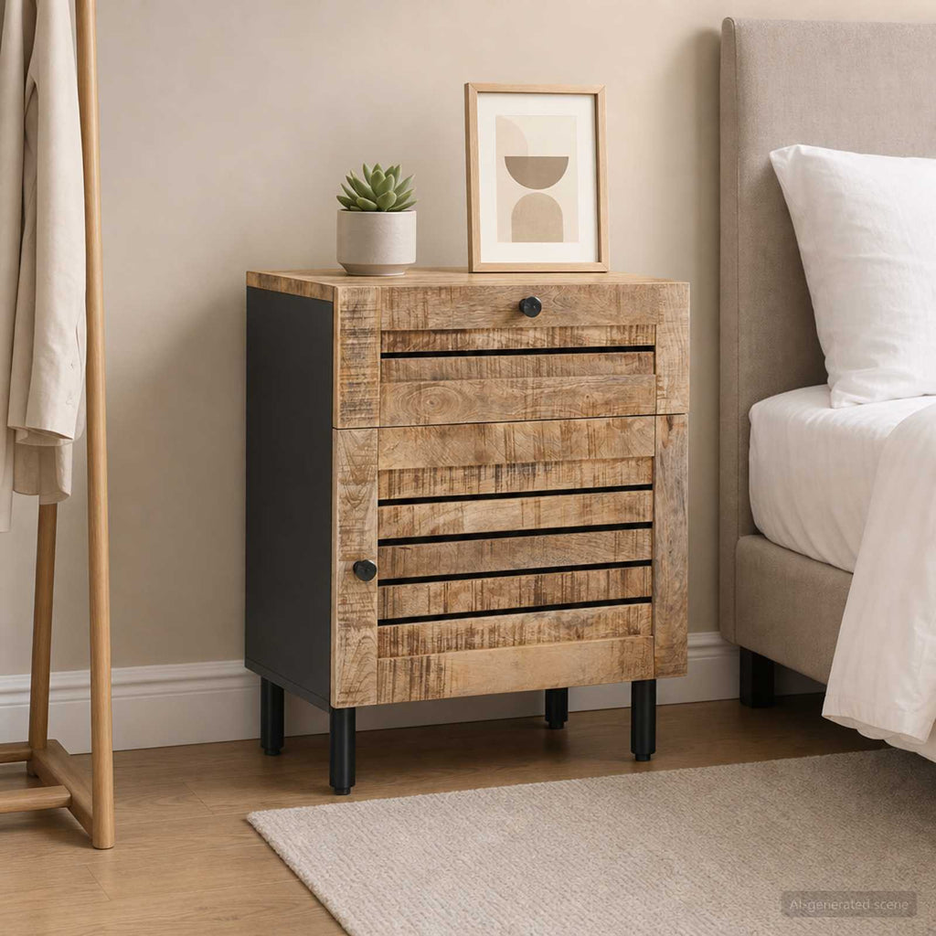 vidaXL Stolik nocny naturalny 50 x 33 x 60 cm Drewno z mango