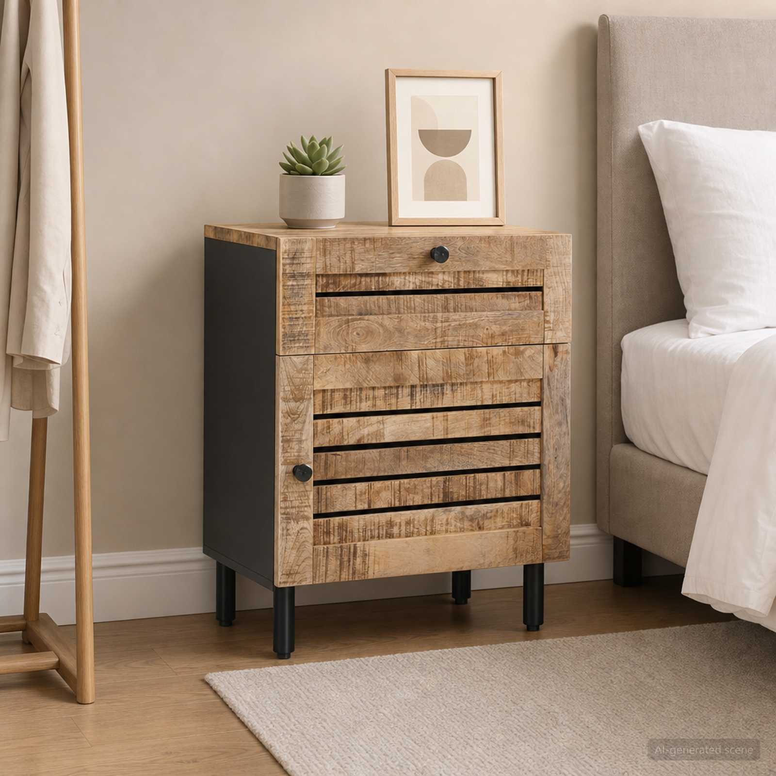 vidaXL Stolik nocny naturalny 50 x 33 x 60 cm Drewno z mango