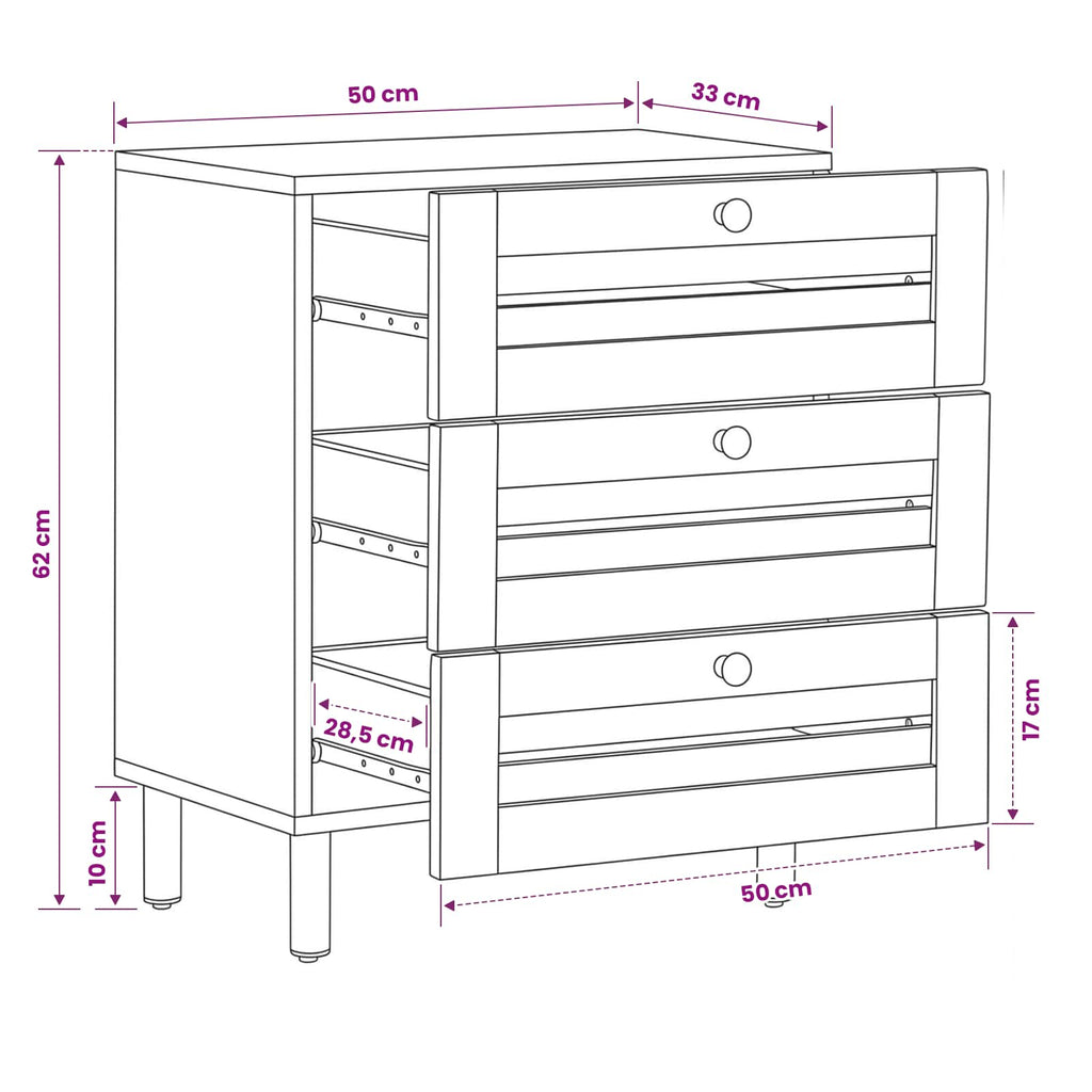 vidaXL Stolik nocny naturalny 50 x 33 x 62 cm Drewno z mango