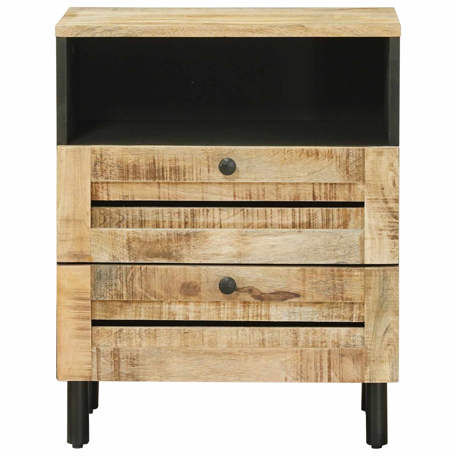 vidaXL Stolik nocny Brązowy i czarny 50 x 33 x 60 cm Drewno z mango