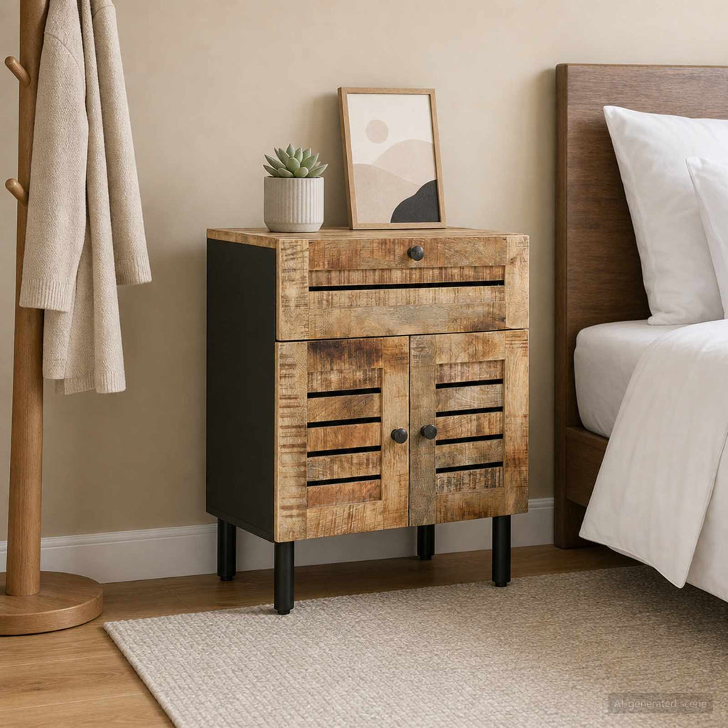 vidaXL Stolik nocny naturalny 50 x 33 x 60 cm Drewno z mango