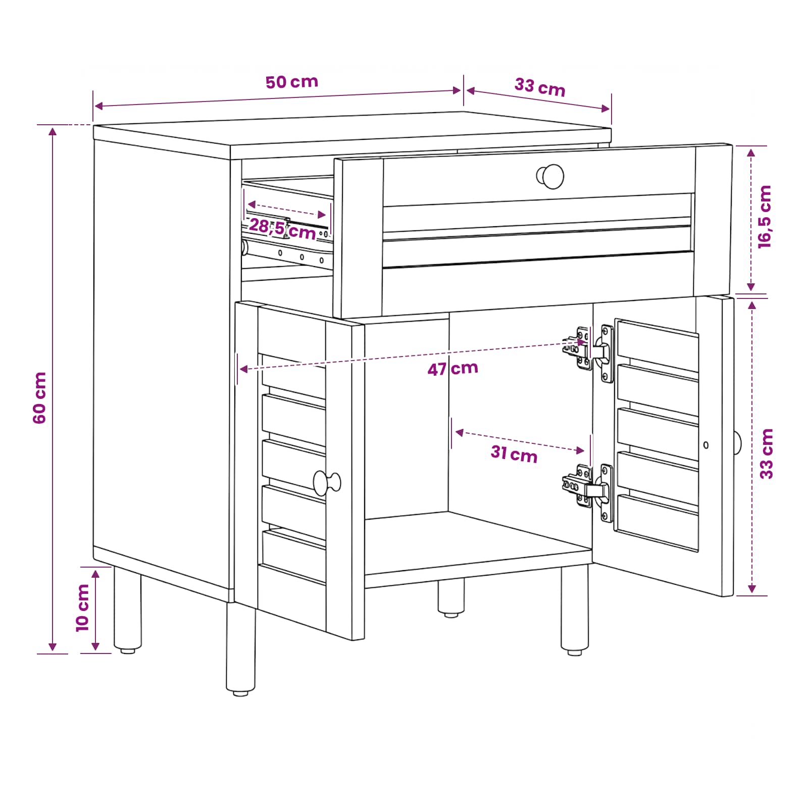 vidaXL Stolik nocny naturalny 50 x 33 x 60 cm Drewno z mango