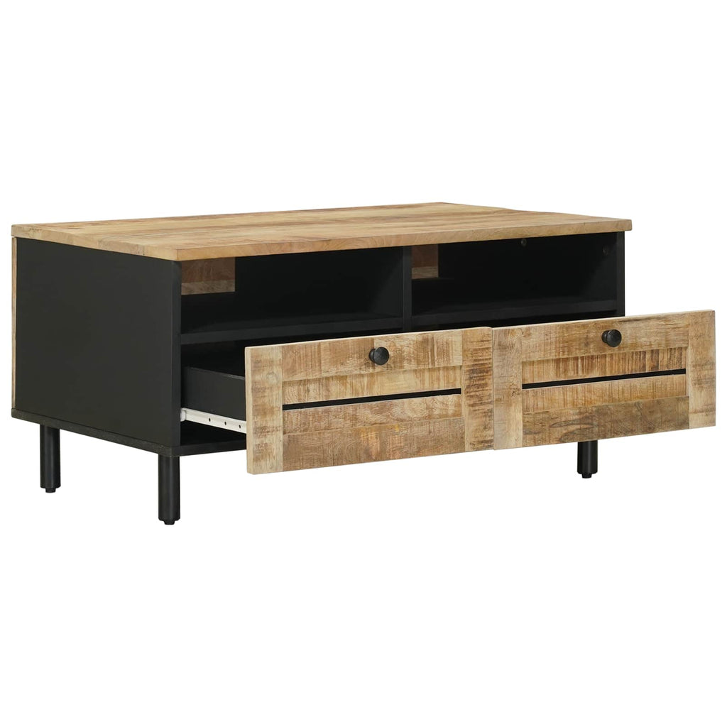 vidaXL Stolik kawowy Brązowy i czarny 80 x 54 x 40 cm Drewno z mango
