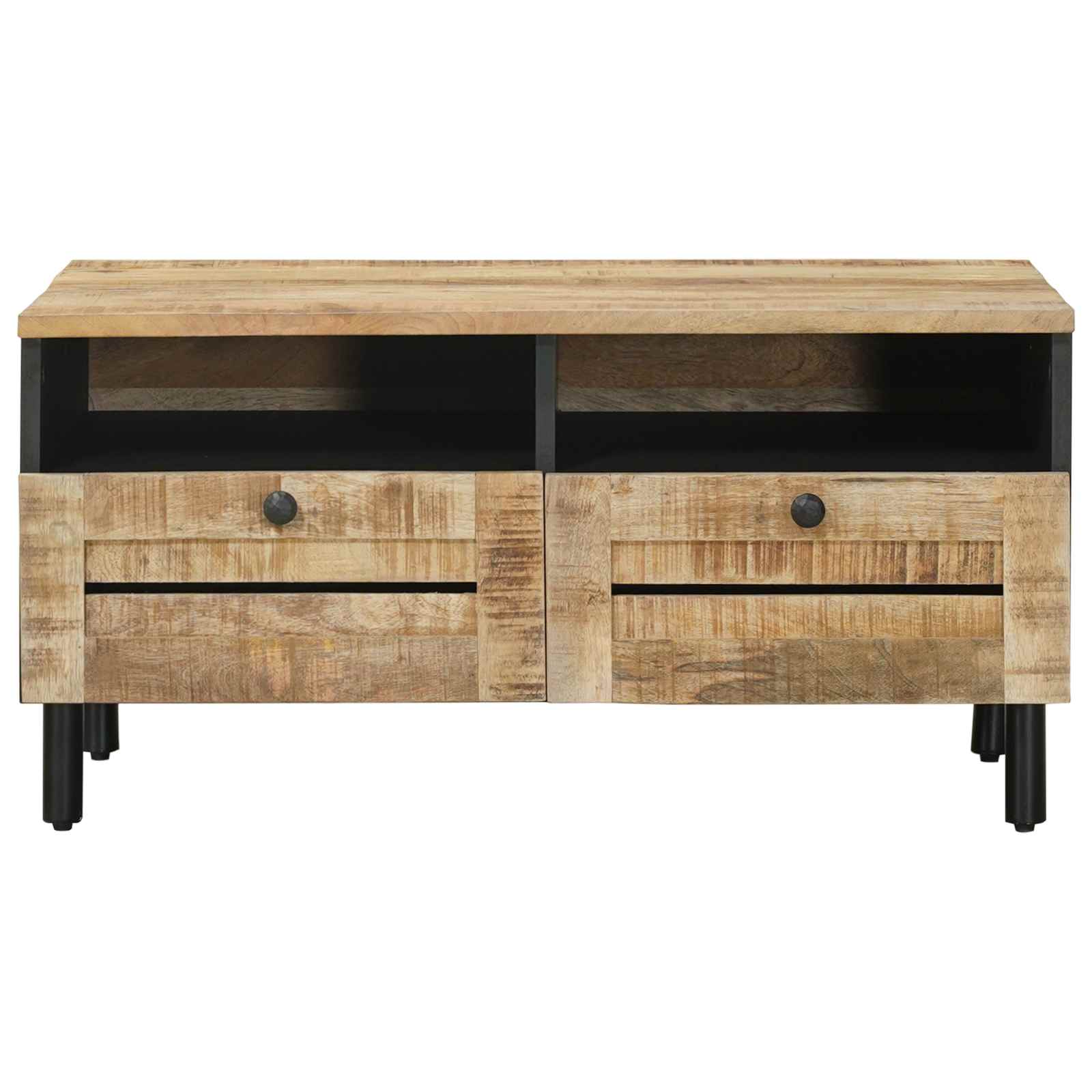 vidaXL Stolik kawowy Brązowy i czarny 80 x 54 x 40 cm Drewno z mango