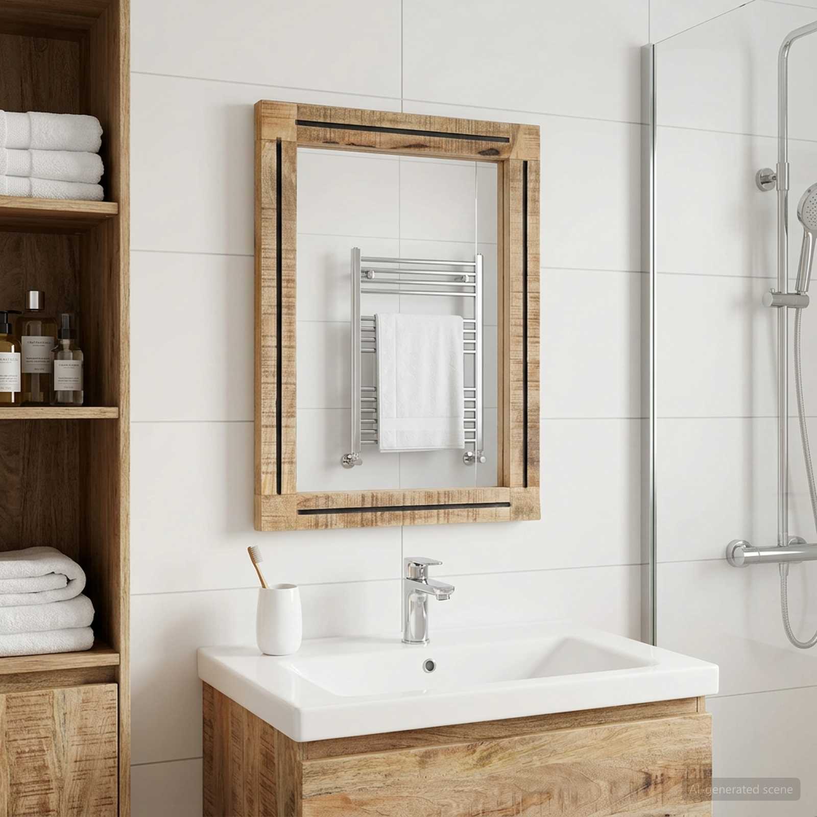 vidaXL Lustro Z lustrem Brązowy i czarny 70 x 50 x 3 cm Szkło