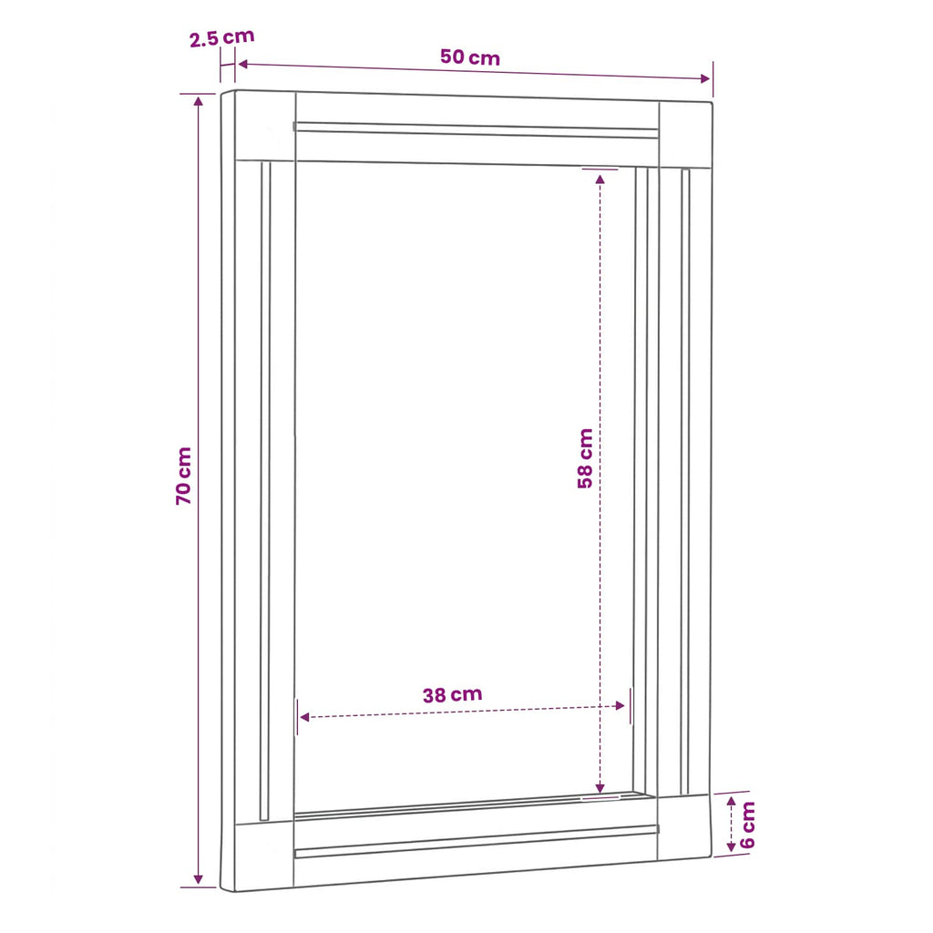 vidaXL Lustro Z lustrem Brązowy i czarny 70 x 50 x 3 cm Szkło