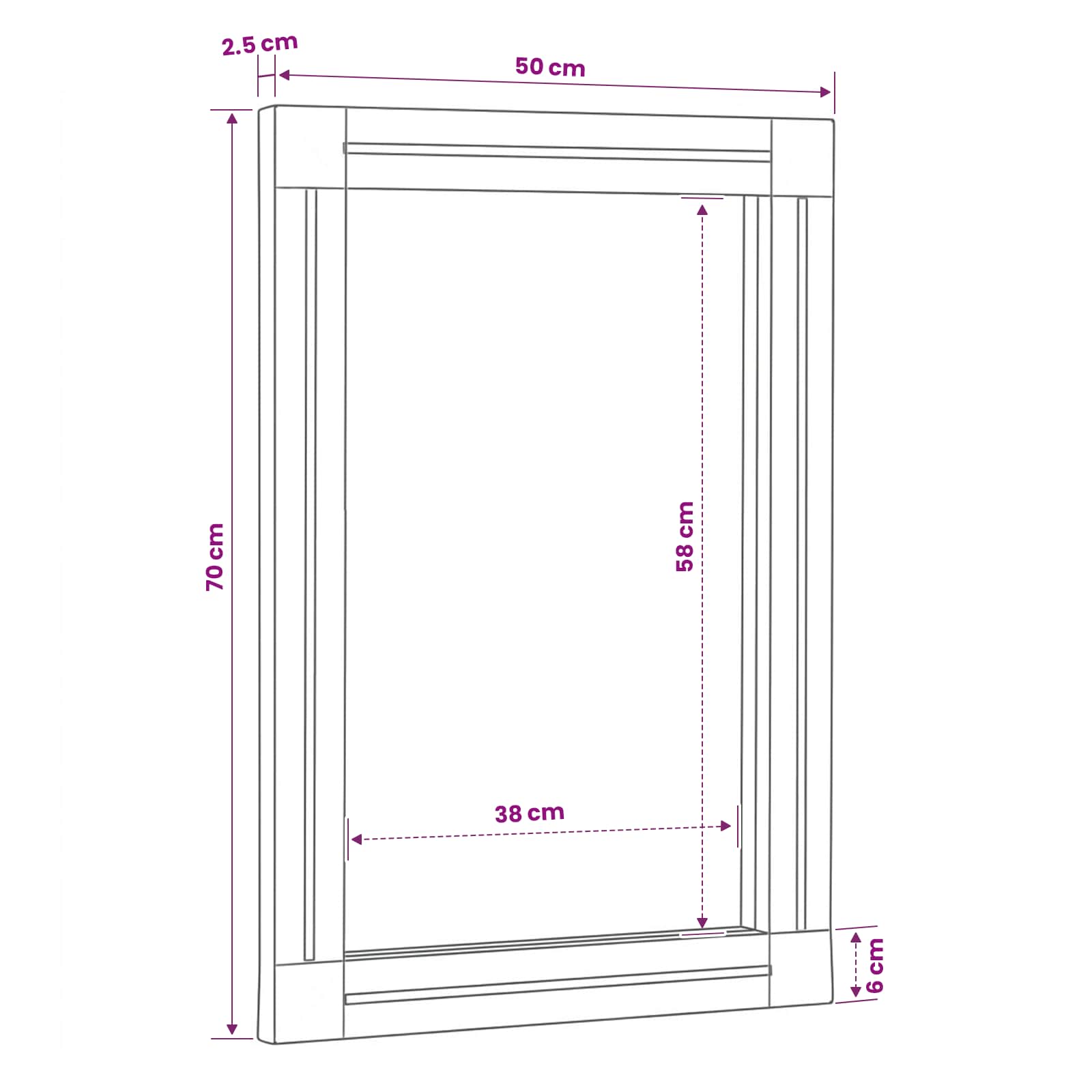 vidaXL Lustro Z lustrem Brązowy i czarny 70 x 50 x 3 cm Szkło