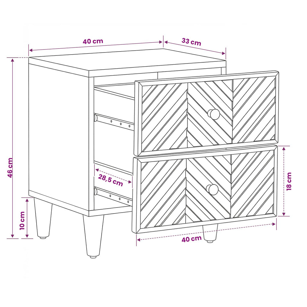 vidaXL Stolik nocny Brązowy 40 x 33,5 x 46 cm Drewno z mango