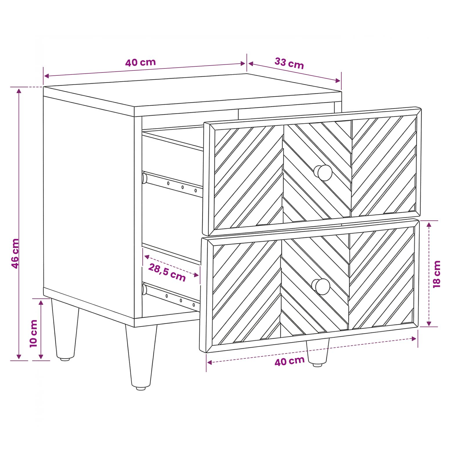 vidaXL Stolik nocny Brązowy 40 x 33,5 x 46 cm Drewno z mango