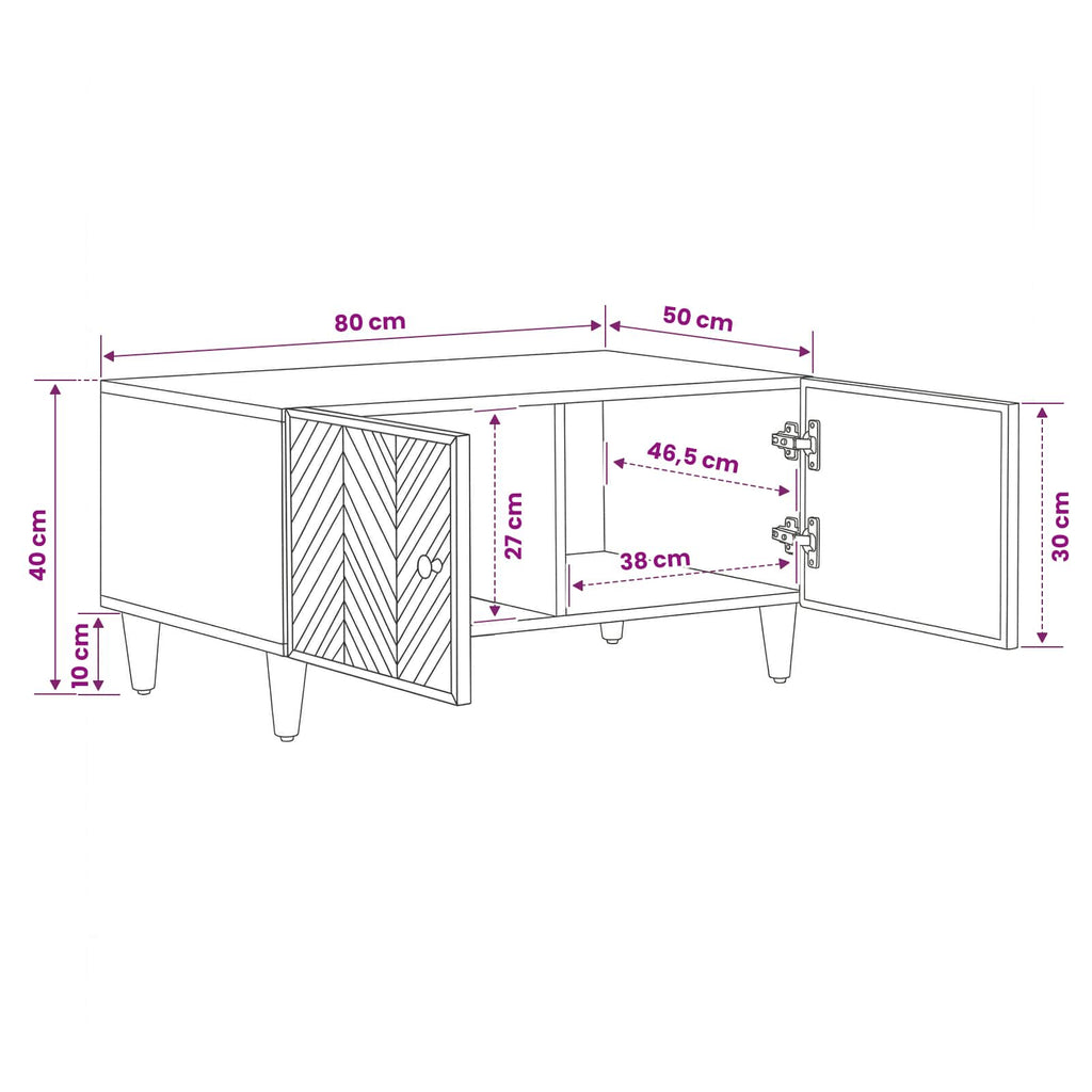 vidaXL Stolik kawowy Brązowy 80 x 50 x 40 cm Drewno z mango