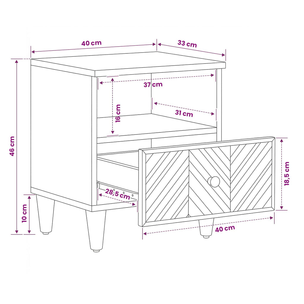 vidaXL Stolik nocny 2 pcs Brązowy 50 x 33 x 60 cm Drewno z mango