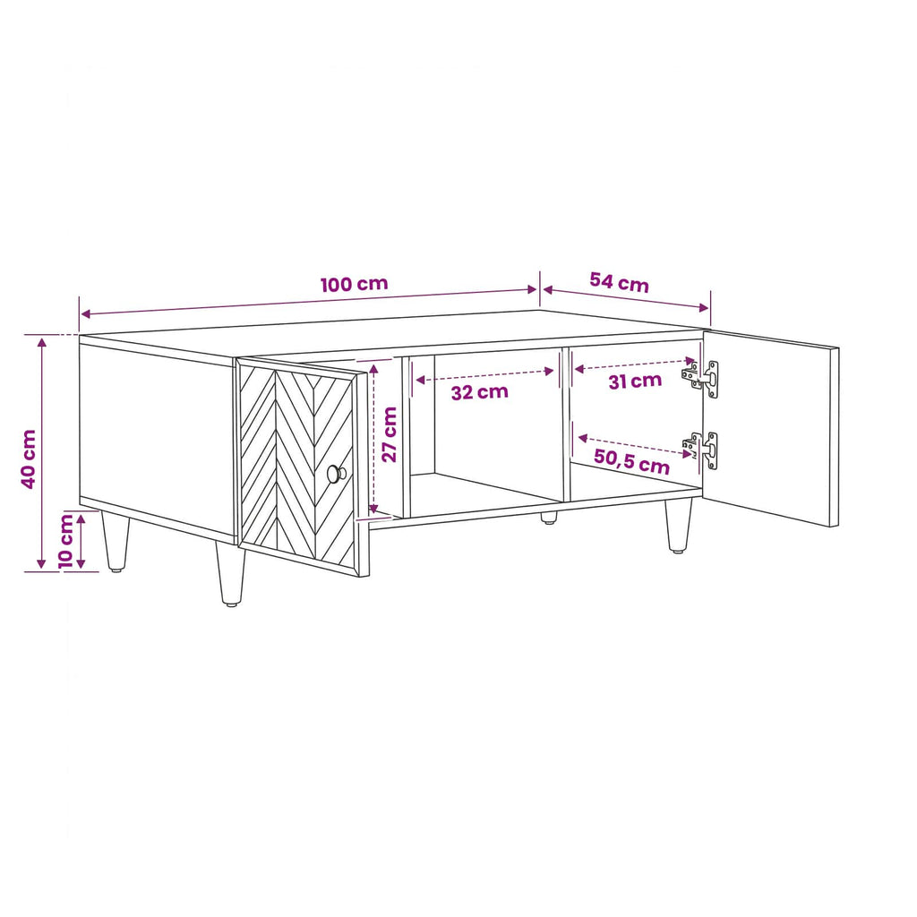 vidaXL Stolik kawowy Brązowy 100 x 54 x 40 cm Drewno z mango