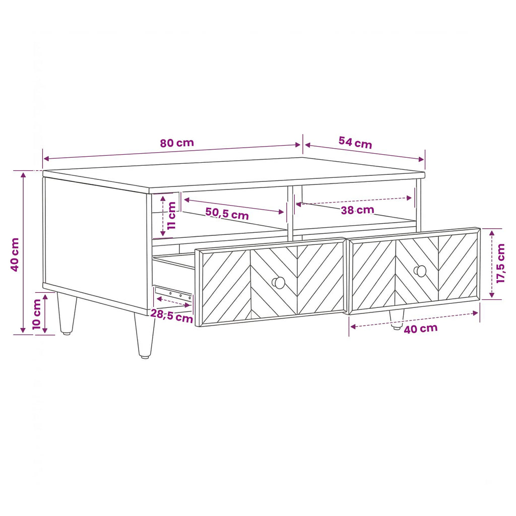 vidaXL Stolik kawowy z szufladą Brązowy 80 x 54 x 40 cm Drewno z mango